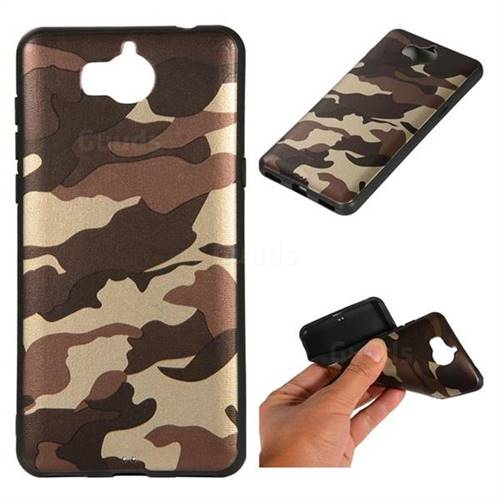 Camouflage Soft TPU Back Cover for Huawei Y5 (2017) - Gold Coffee