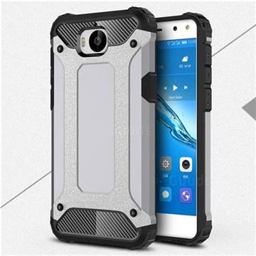 King Kong Armor Premium Shockproof Dual Layer Rugged Hard Cover for Huawei Y5 (2017) - Silver Grey