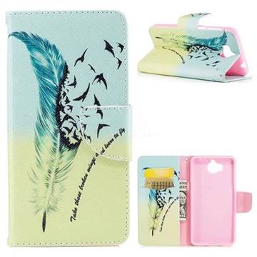 Feather Bird Leather Wallet Case for Huawei Y5 (2017)