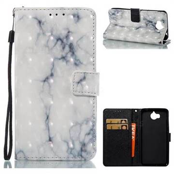 White Gray Marble 3D Painted Leather Wallet Case for Huawei Y5 (2017)