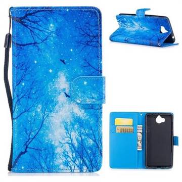 Blue Woods PU Leather Wallet Case for Huawei Y5 (2017)