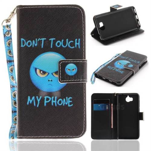 Not Touch My Phone Hand Strap Leather Wallet Case for Huawei Y5 (2017)