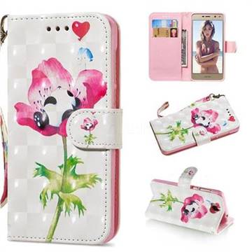 Flower Panda 3D Painted Leather Wallet Phone Case for Huawei Y5 (2017)