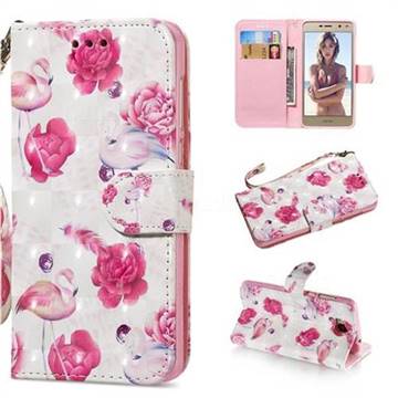 Flamingo 3D Painted Leather Wallet Phone Case for Huawei Y5 (2017)