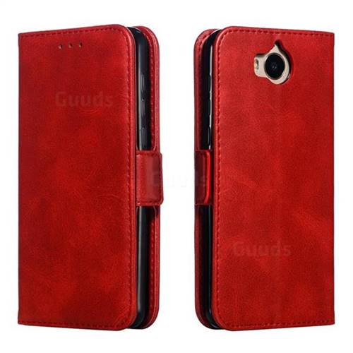 Retro Classic Calf Pattern Leather Wallet Phone Case for Huawei Y5 (2017) - Red