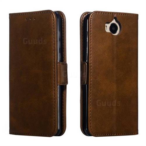 Retro Classic Calf Pattern Leather Wallet Phone Case for Huawei Y5 (2017) - Brown