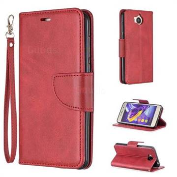 Classic Sheepskin PU Leather Phone Wallet Case for Huawei Y5 (2017) - Red