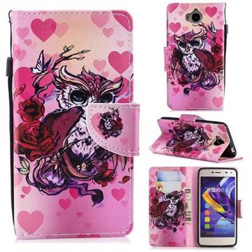 Heart Owl Leather Wallet Case for Huawei Y5 (2017)
