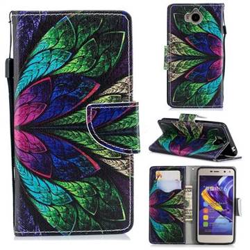 Colorful Leaves Leather Wallet Case for Huawei Y5 (2017)
