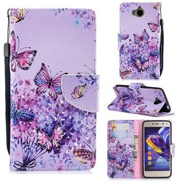 Color Butterfly Leather Wallet Case for Huawei Y5 (2017)