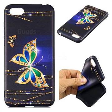 Golden Shining Butterfly 3D Embossed Relief Black Soft Back Cover for Huawei Y5 Prime 2018 (Y5 2018 / Y5 Lite 2018)