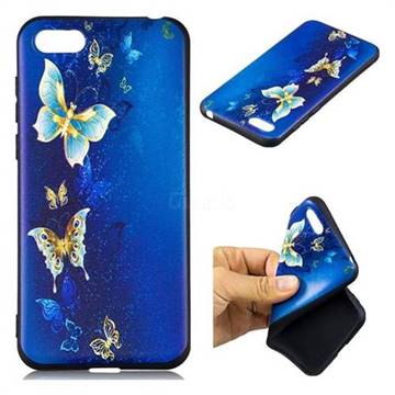 Golden Butterflies 3D Embossed Relief Black Soft Back Cover for Huawei Y5 Prime 2018 (Y5 2018 / Y5 Lite 2018)