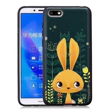 Cute Rabbit 3D Embossed Relief Black Soft Back Cover for Huawei Y5 Prime 2018 (Y5 2018 / Y5 Lite 2018)