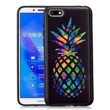 Colorful Pineapple 3D Embossed Relief Black Soft Back Cover for Huawei Y5 Prime 2018 (Y5 2018 / Y5 Lite 2018)