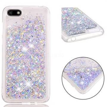 Dynamic Liquid Glitter Quicksand Sequins TPU Phone Case for Huawei Y5 Prime 2018 (Y5 2018 / Y5 Lite 2018) - Silver