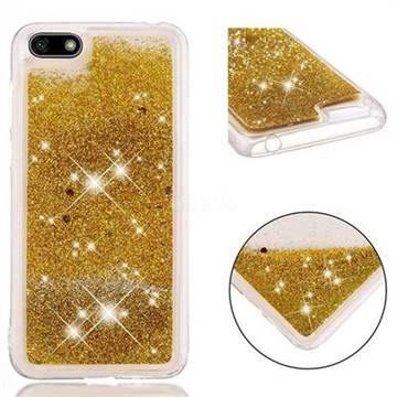 Dynamic Liquid Glitter Quicksand Sequins TPU Phone Case for Huawei Y5 Prime 2018 (Y5 2018 / Y5 Lite 2018) - Golden