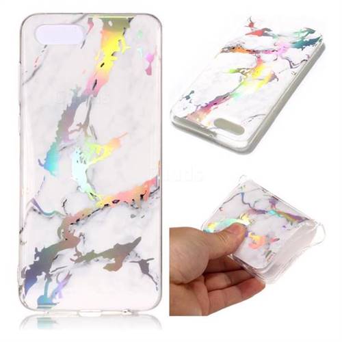 White Marble Pattern Bright Color Laser Soft TPU Case for Huawei Y5 Prime 2018 (Y5 2018 / Y5 Lite 2018)