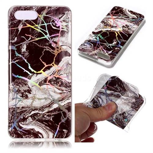White Black Marble Pattern Bright Color Laser Soft TPU Case for Huawei Y5 Prime 2018 (Y5 2018 / Y5 Lite 2018)