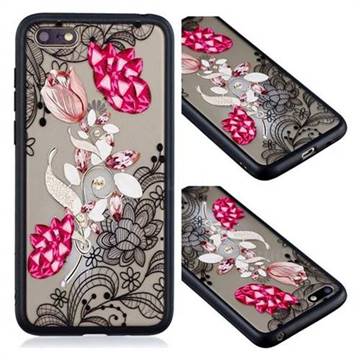 Tulip Lace Diamond Flower Soft TPU Back Cover for Huawei Y5 Prime 2018 (Y5 2018 / Y5 Lite 2018)