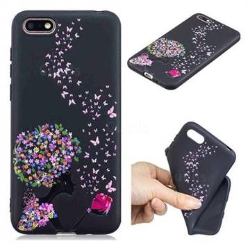Corolla Girl 3D Embossed Relief Black TPU Cell Phone Back Cover for Huawei Y5 Prime 2018 (Y5 2018 / Y5 Lite 2018)