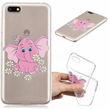 Tiny Pink Elephant Clear Varnish Soft Phone Back Cover for Huawei Y5 Prime 2018 (Y5 2018 / Y5 Lite 2018)