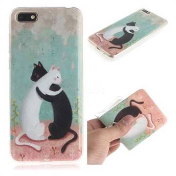 Black and White Cat IMD Soft TPU Cell Phone Back Cover for Huawei Y5 Prime 2018 (Y5 2018 / Y5 Lite 2018)