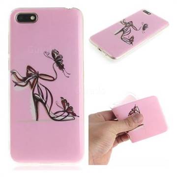 Butterfly High Heels IMD Soft TPU Cell Phone Back Cover for Huawei Y5 Prime 2018 (Y5 2018 / Y5 Lite 2018)