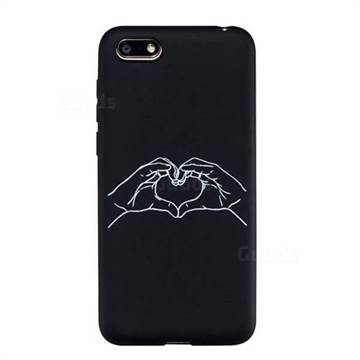 Heart Hand Stick Figure Matte Black TPU Phone Cover for Huawei Y5 Prime 2018 (Y5 2018 / Y5 Lite 2018)