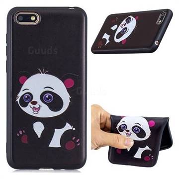 Cute Pink Panda 3D Embossed Relief Black Soft Phone Back Cover for Huawei Y5 Prime 2018 (Y5 2018 / Y5 Lite 2018)