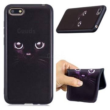 Black Cat Eyes 3D Embossed Relief Black Soft Phone Back Cover for Huawei Y5 Prime 2018 (Y5 2018 / Y5 Lite 2018)