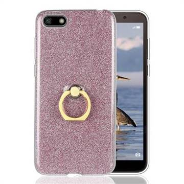 Luxury Soft TPU Glitter Back Ring Cover with 360 Rotate Finger Holder Buckle for Huawei Y5 Prime 2018 (Y5 2018 / Y5 Lite 2018) - Pink