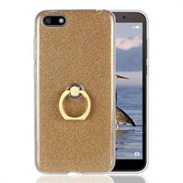 Luxury Soft TPU Glitter Back Ring Cover with 360 Rotate Finger Holder Buckle for Huawei Y5 Prime 2018 (Y5 2018 / Y5 Lite 2018) - Golden