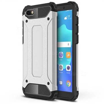 King Kong Armor Premium Shockproof Dual Layer Rugged Hard Cover for Huawei Y5 Prime 2018 (Y5 2018 / Y5 Lite 2018) - Technology Silver