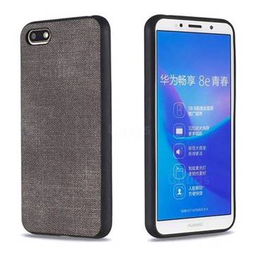 Canvas Cloth Coated Soft Phone Cover for Huawei Y5 Prime 2018 (Y5 2018 / Y5 Lite 2018) - Dark Gray