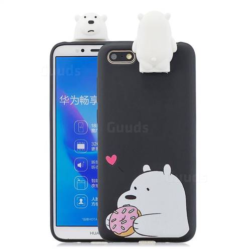 Big White Bear Soft 3D Climbing Doll Stand Soft Case for Huawei Y5 Prime 2018 (Y5 2018 / Y5 Lite 2018)