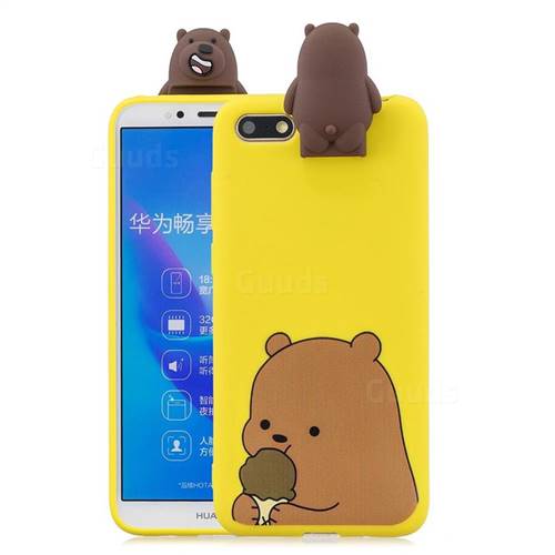 Brown Bear Soft 3D Climbing Doll Stand Soft Case for Huawei Y5 Prime 2018 (Y5 2018 / Y5 Lite 2018)