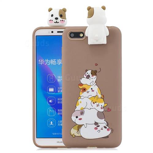 Hamster Family Soft 3D Climbing Doll Stand Soft Case for Huawei Y5 Prime 2018 (Y5 2018 / Y5 Lite 2018)