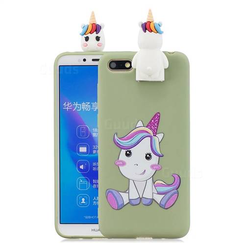 Cute Unicorn Soft 3D Climbing Doll Stand Soft Case for Huawei Y5 Prime 2018 (Y5 2018 / Y5 Lite 2018)
