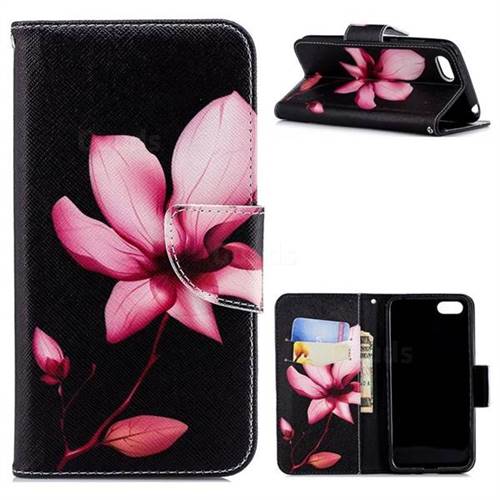 Lotus Flower Leather Wallet Case for Huawei Y5 Prime 2018 (Y5 2018 / Y5 Lite 2018)