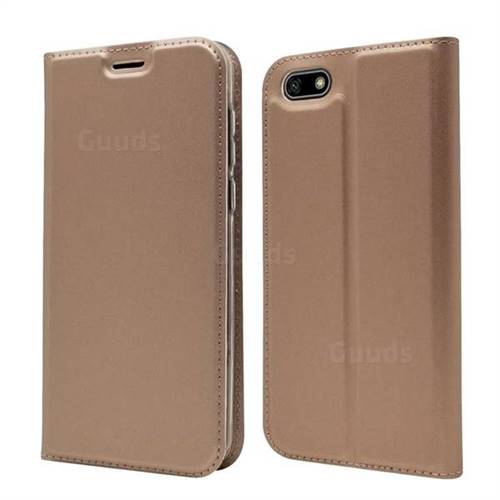 Ultra Slim Card Magnetic Automatic Suction Leather Wallet Case for Huawei Y5 Prime 2018 (Y5 2018 / Y5 Lite 2018) - Rose Gold