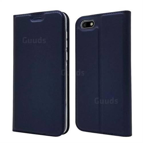 Ultra Slim Card Magnetic Automatic Suction Leather Wallet Case for Huawei Y5 Prime 2018 (Y5 2018 / Y5 Lite 2018) - Royal Blue