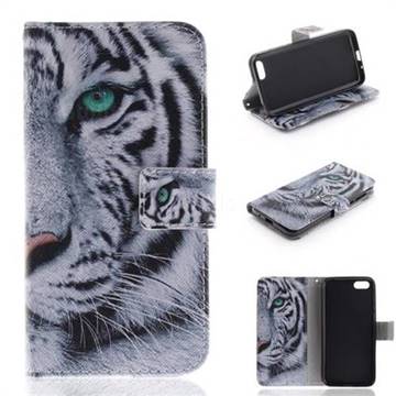 White Tiger PU Leather Wallet Case for Huawei Y5 Prime 2018 (Y5 2018 / Y5 Lite 2018)