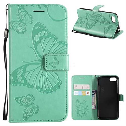 Embossing 3D Butterfly Leather Wallet Case for Huawei Y5 Prime 2018 (Y5 2018 / Y5 Lite 2018) - Green