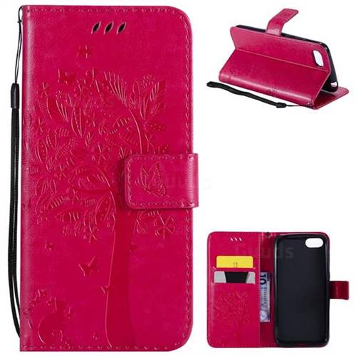 Embossing Butterfly Tree Leather Wallet Case for Huawei Y5 Prime 2018 (Y5 2018 / Y5 Lite 2018) - Rose