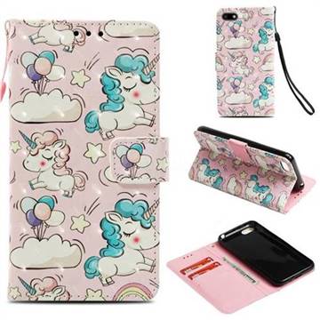 Angel Pony 3D Painted Leather Wallet Case for Huawei Y5 Prime 2018 (Y5 2018 / Y5 Lite 2018)