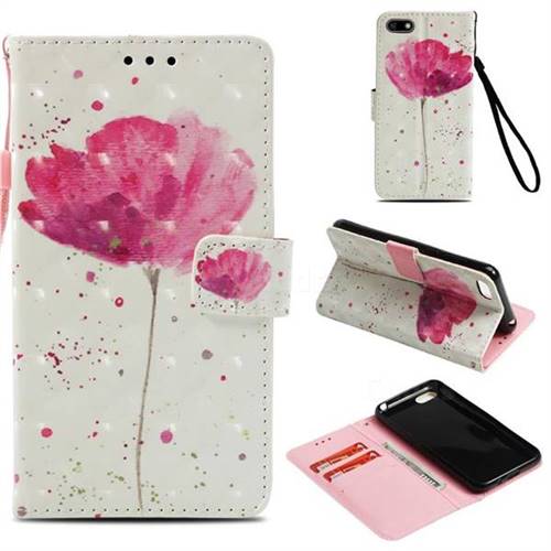 Watercolor 3D Painted Leather Wallet Case for Huawei Y5 Prime 2018 (Y5 2018 / Y5 Lite 2018)