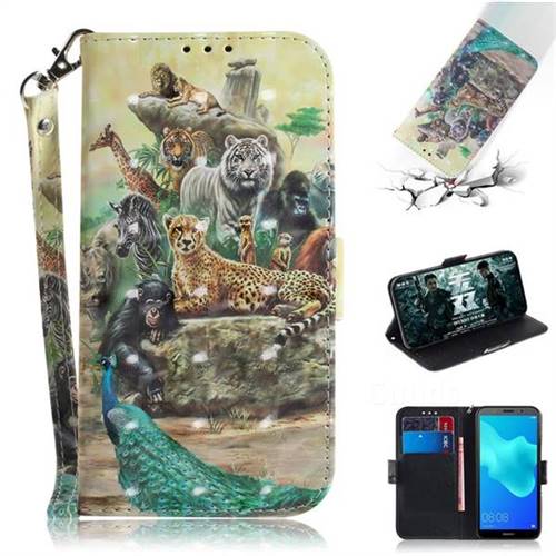 Beast Zoo 3D Painted Leather Wallet Phone Case for Huawei Y5 Prime 2018 (Y5 2018 / Y5 Lite 2018)