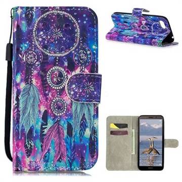 Star Wind Chimes 3D Painted Leather Wallet Phone Case for Huawei Y5 Prime 2018 (Y5 2018 / Y5 Lite 2018)