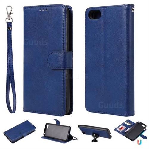 Retro Greek Detachable Magnetic PU Leather Wallet Phone Case for Huawei Y5 Prime 2018 (Y5 2018 / Y5 Lite 2018) - Blue
