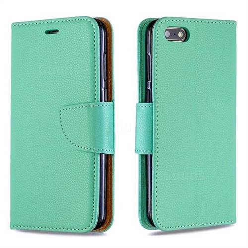 Classic Luxury Litchi Leather Phone Wallet Case for Huawei Y5 Prime 2018 (Y5 2018 / Y5 Lite 2018) - Green